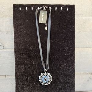 Cookie Lee Silver, Black and Blue Pendant Necklace #82342 NWT